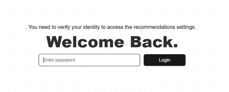 Recommendations Login Panel