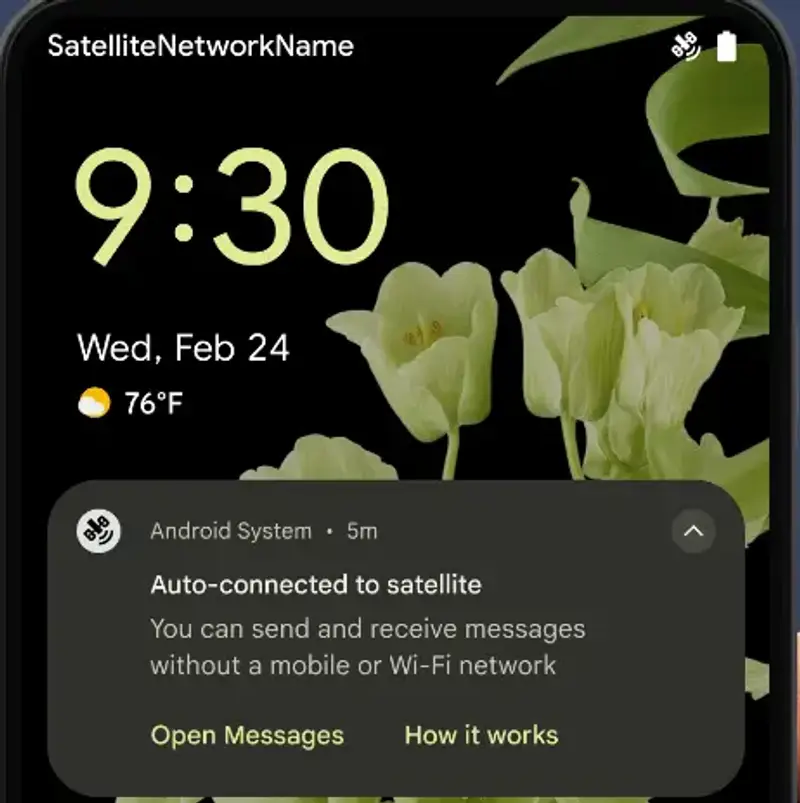 connexion satellite android 15 1
