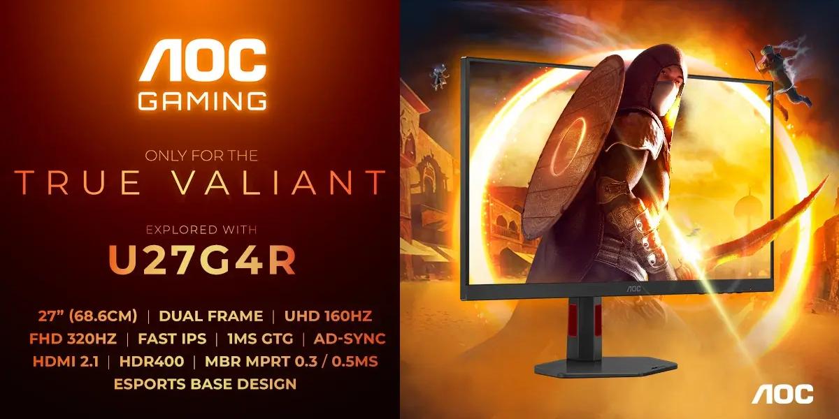 AOC משיקה את U27G4R – מסך גיימינג 320Hz עם מצב כפול 4K ו-FHD