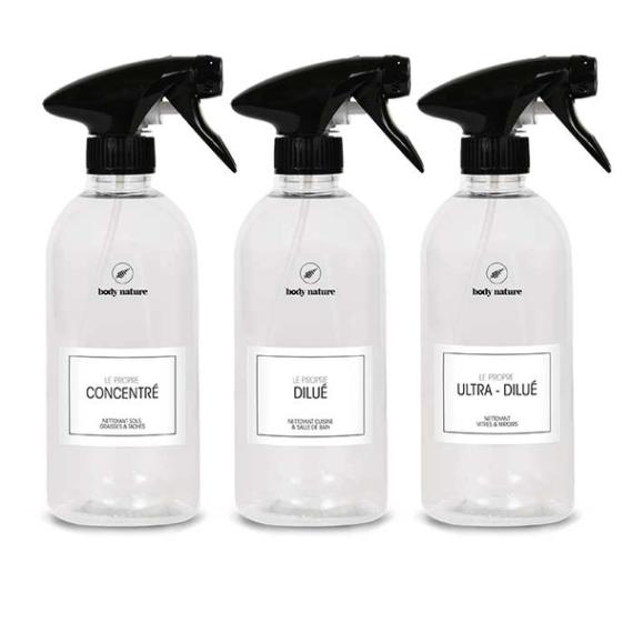 Trio flacons plastique reutilisables