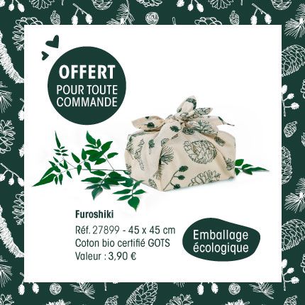 furoshiki coton vert sapin - emballage ecologique