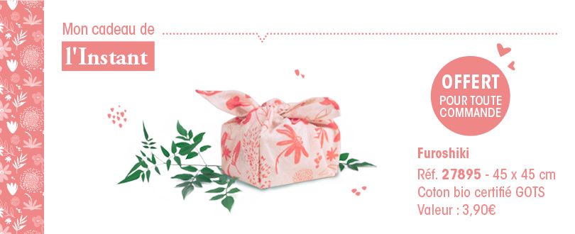 cadeau furoshiki coton rose - emballage ecologique