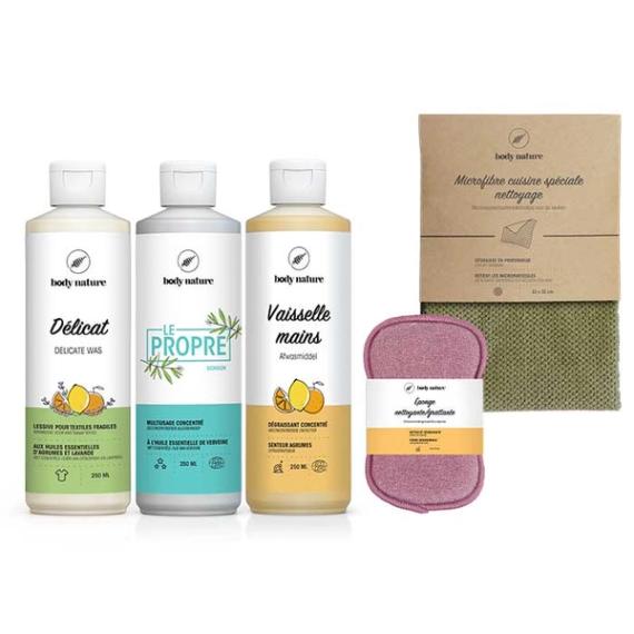 Compagnons de route : kit de produits d'entretien écologiques.