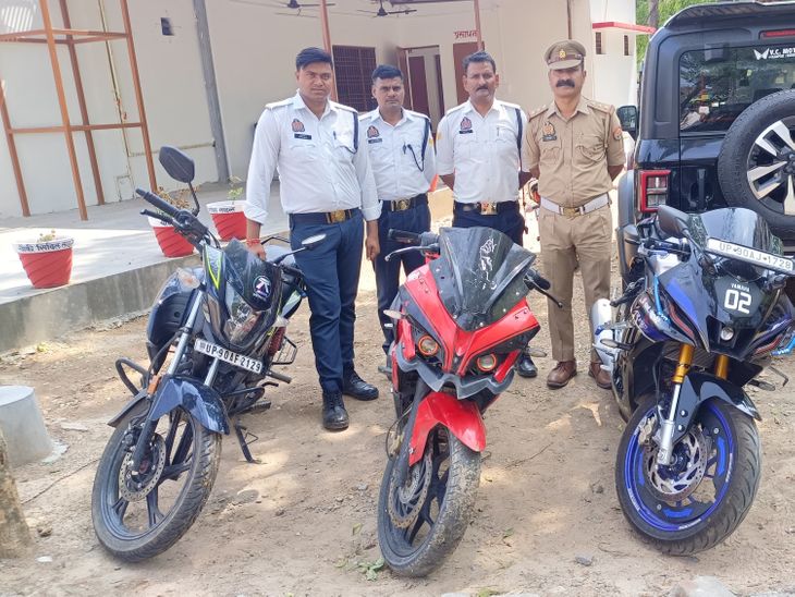 बांदा में वायरल वीडियो के बाद पुलिस की सख्ती: खतरनाक स्टंट में शामिल तीन बाइक जब्त, 30,500 का चालान