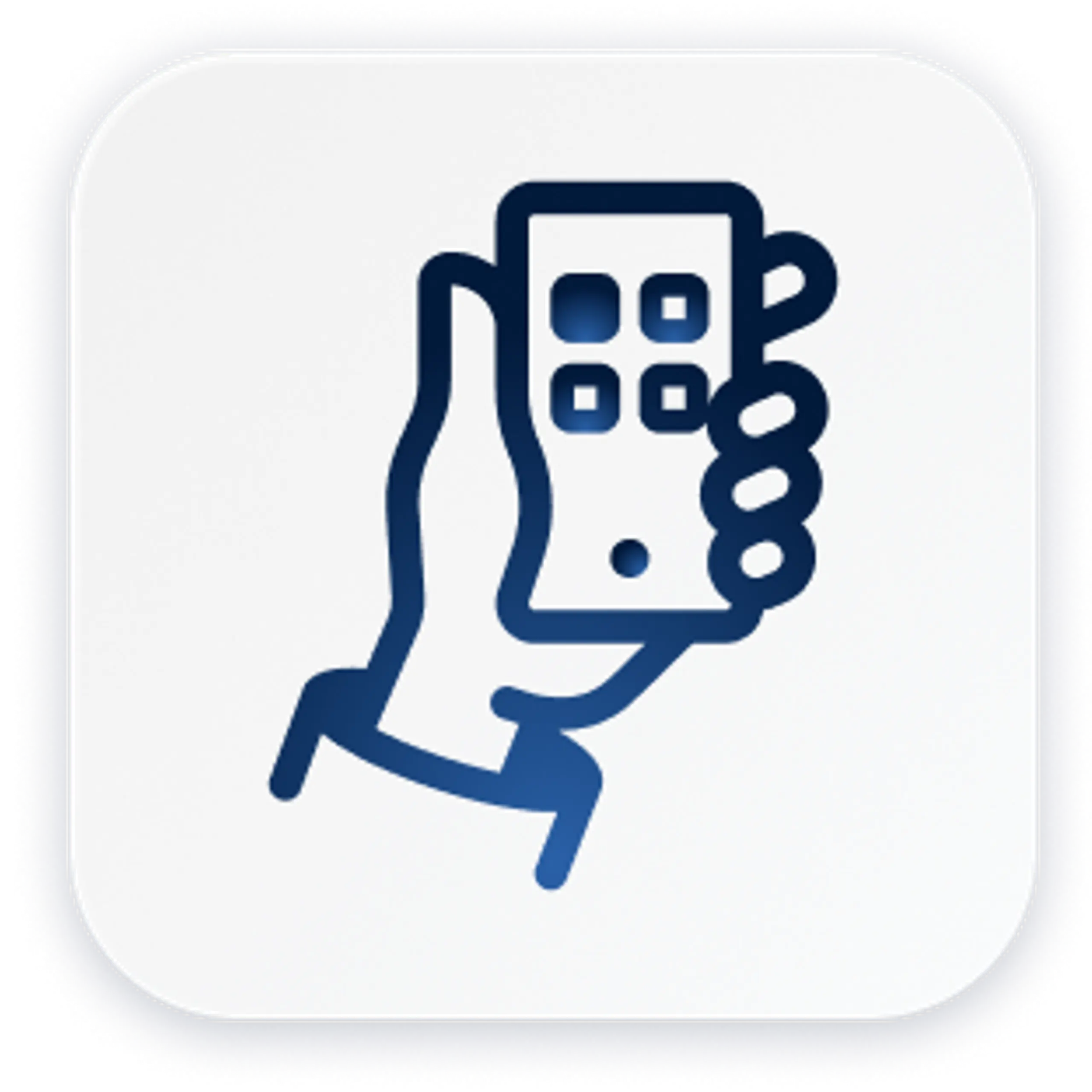Icon showing someone holding a mobile phone to view barn conditions.