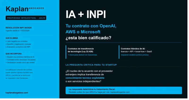 Contratos de IA con el Exterior y el INPI: Lo Que Toda Startup Argentina Debe Saber Despues de la Resolucion 38/2026