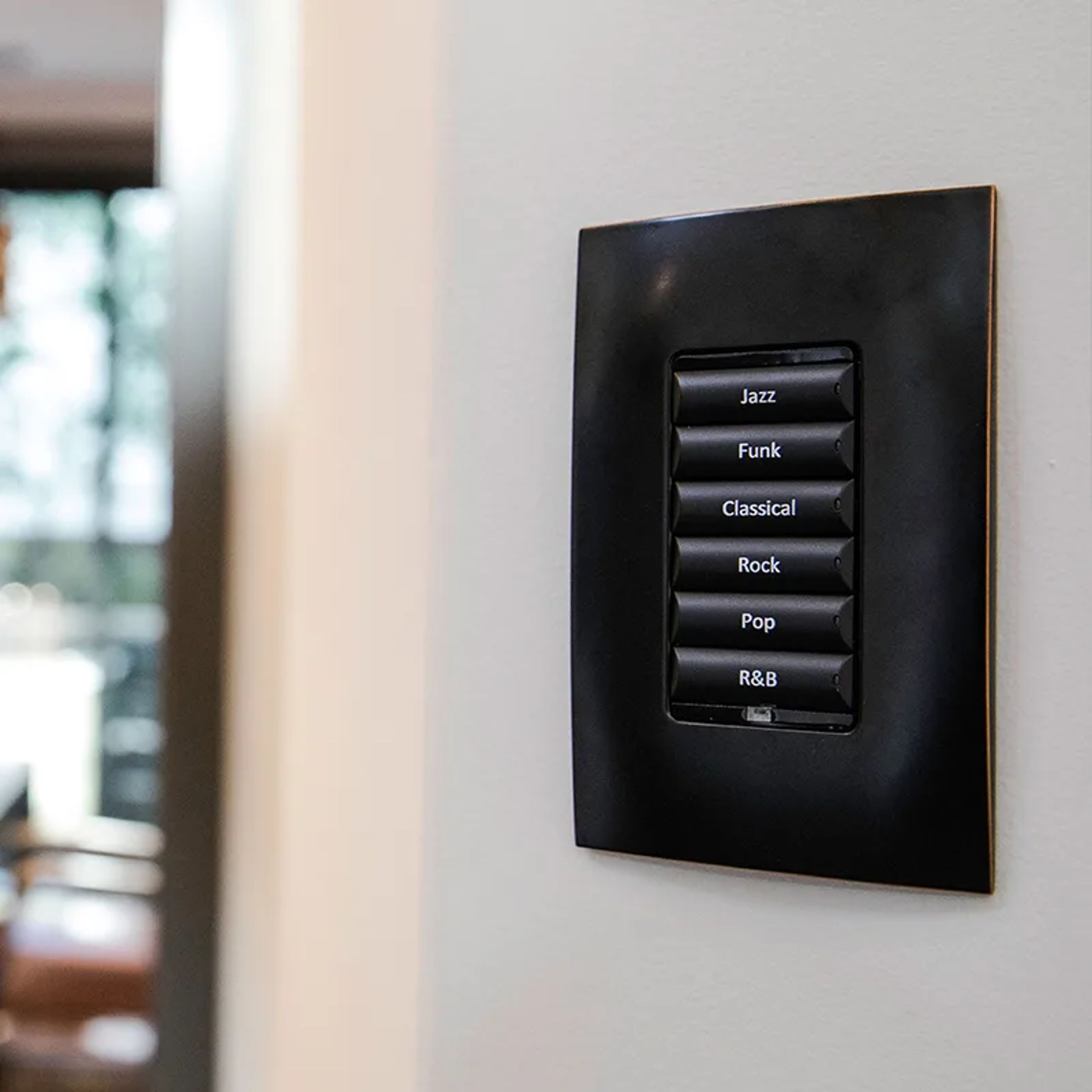 Control4 keypad with music genre selection
