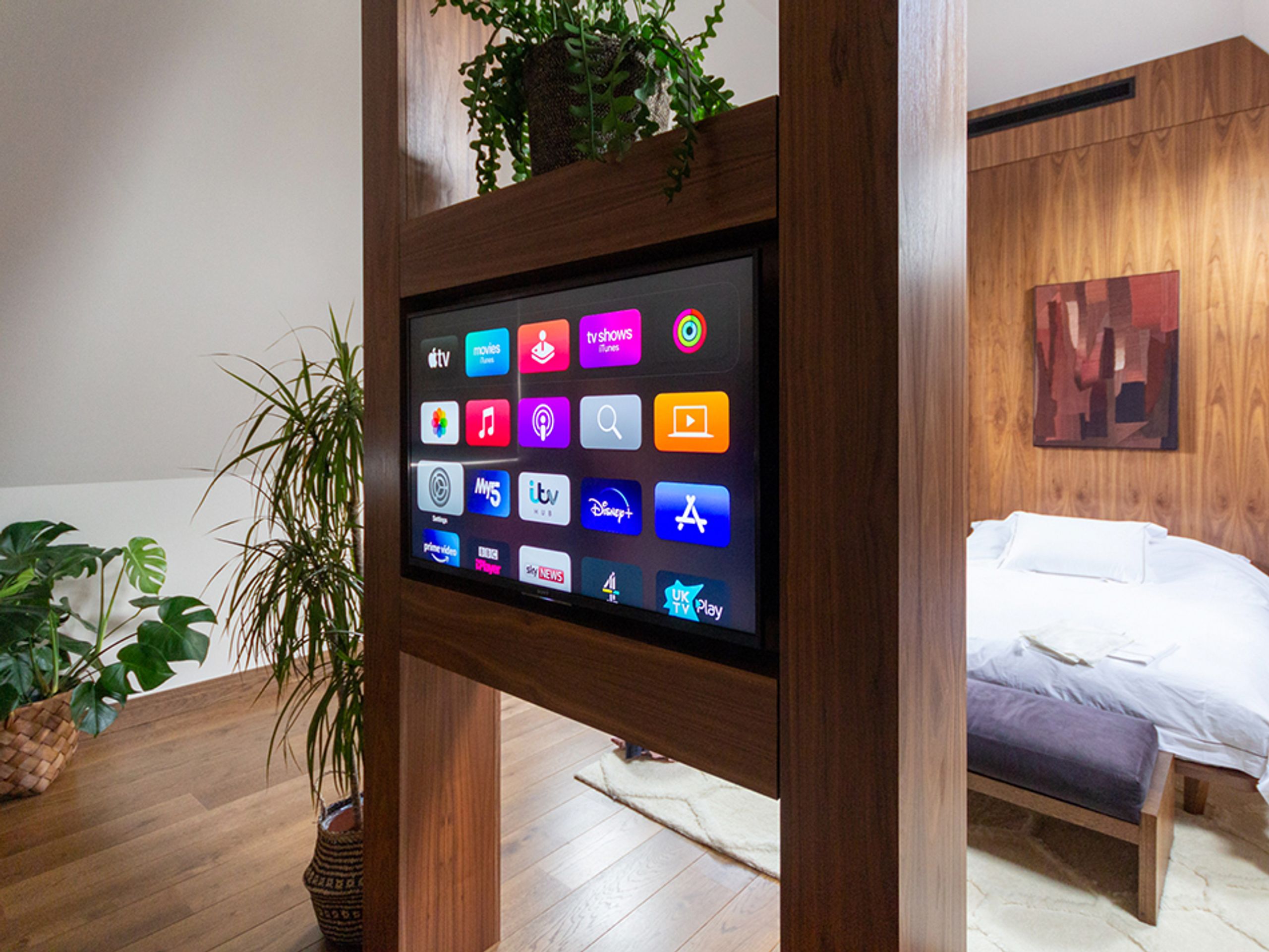 Televisions have access to distributed video sources, and no cables in sight