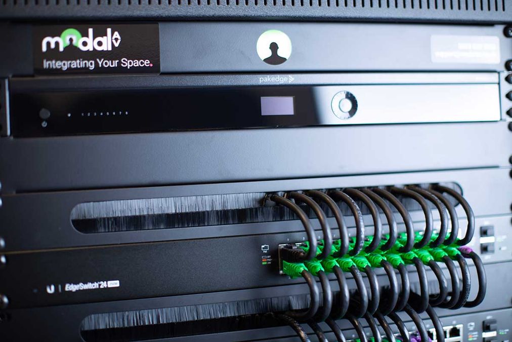 Modal AV equipment rack after annual maintenance service visit Regular software and firmware update keeps your smart home control system reliable and functional