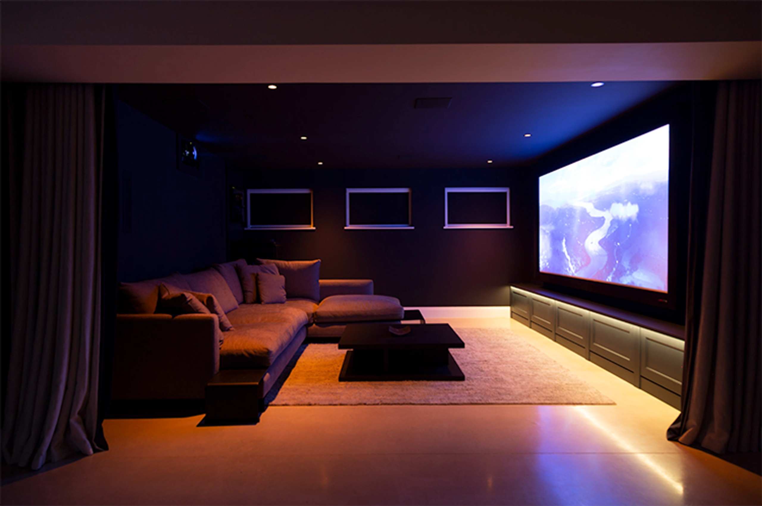 Dolby Atmos home cinema room with acoustic wall tiling, Windsor