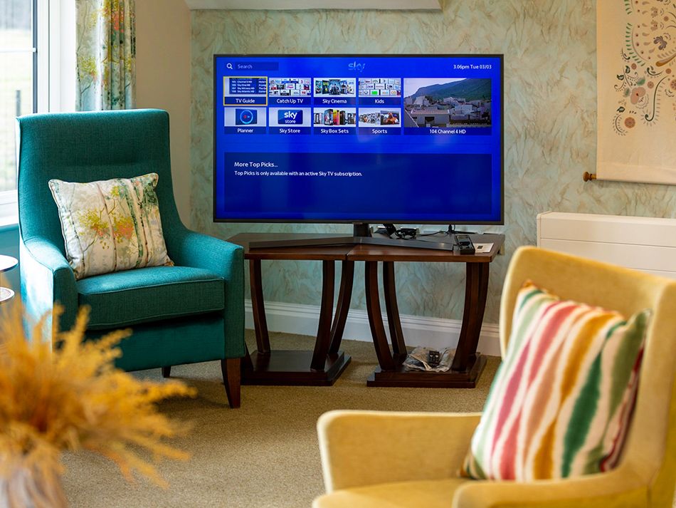 Televisions around the care home can all access multiple video sources Televisions around the care home can all access multiple video sources