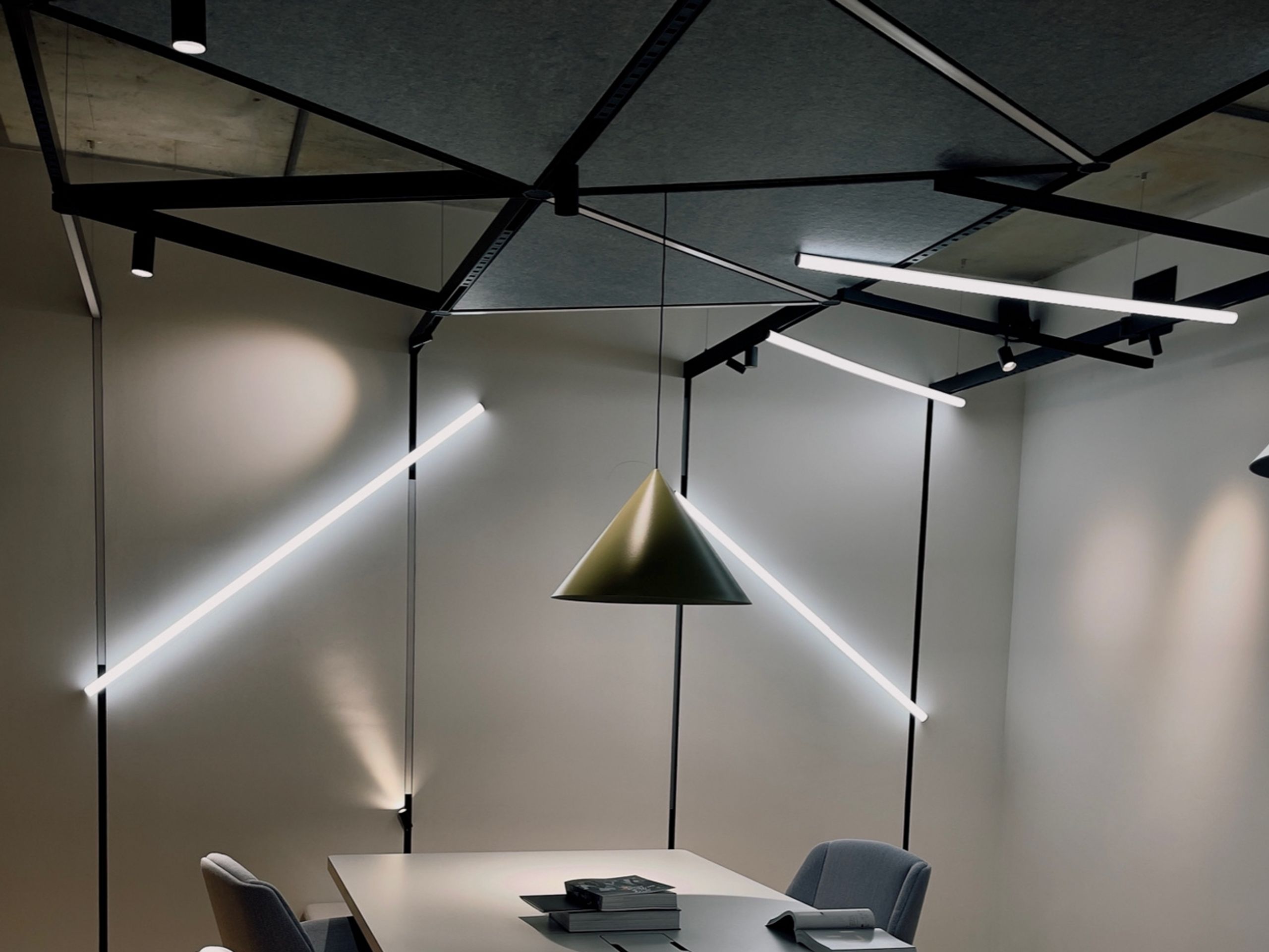 Modern office and study with integrated technology and lighting control