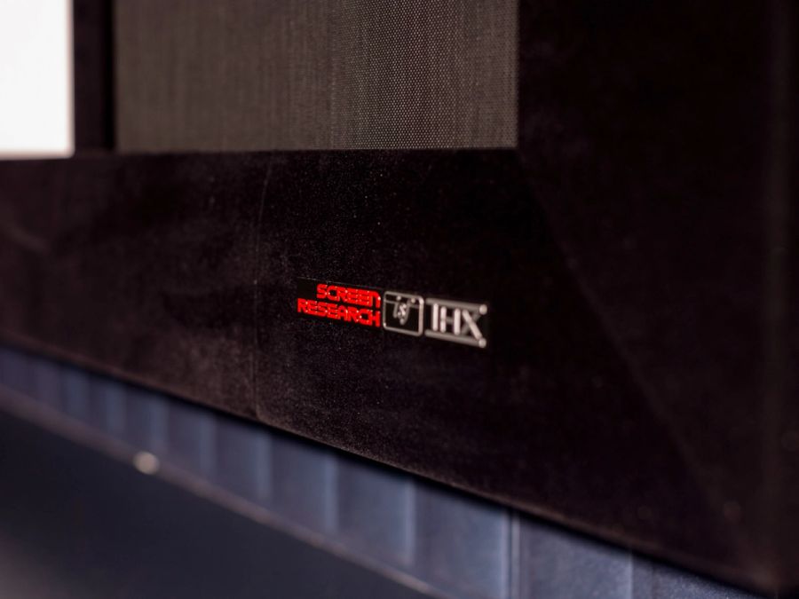 Projection screen has motorised side masking so the screen aspect ratio suits the content being watched Projection screen has motorised side masking so the screen aspect ratio suits the content being watched