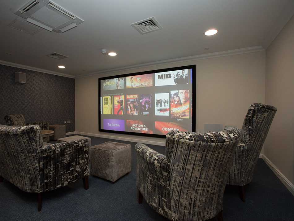 Residents have access to this luxury cinema for 4K movies and sport all in surround sound, right in their own care home Residents have access to this luxury cinema for 4K movies and sport all in surround sound, right in their own care home