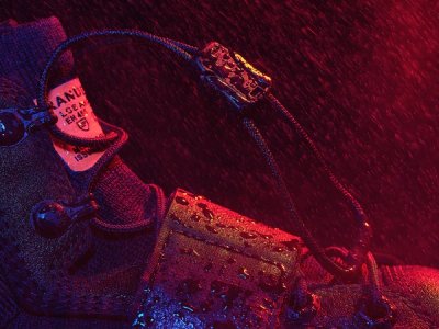 shoe detail with water