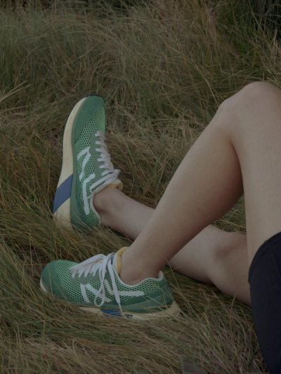 details of green shoes