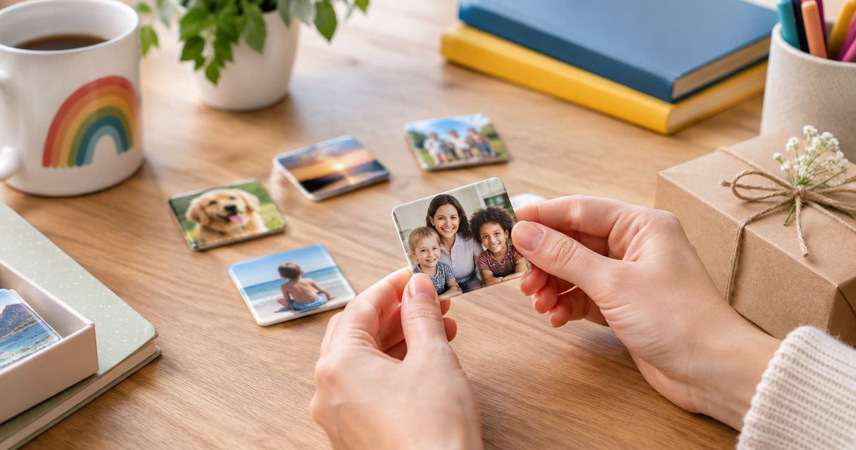Personalised photo magnets for teachers' end of year gifts