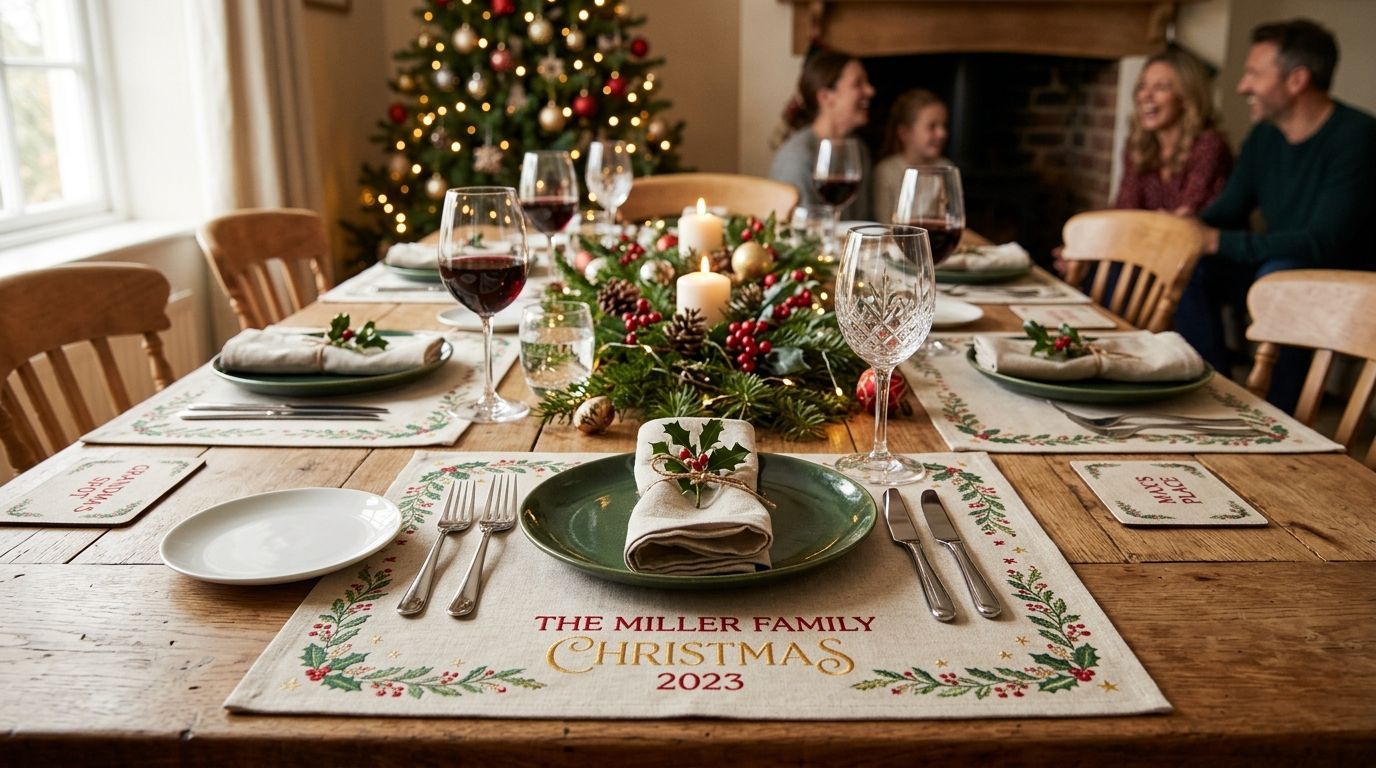 Personalised placemats for family Christmas dinners
