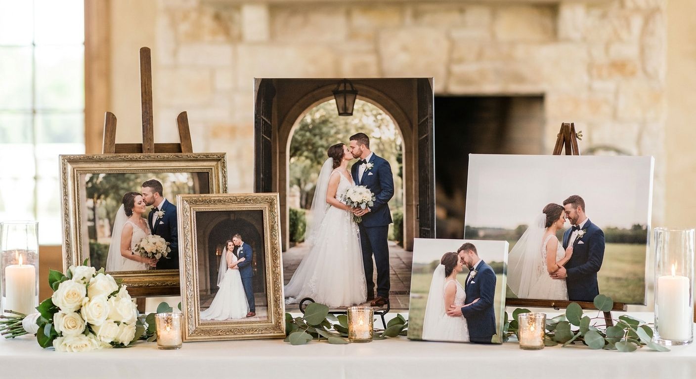 Canvas photo prints for wedding photo displays
