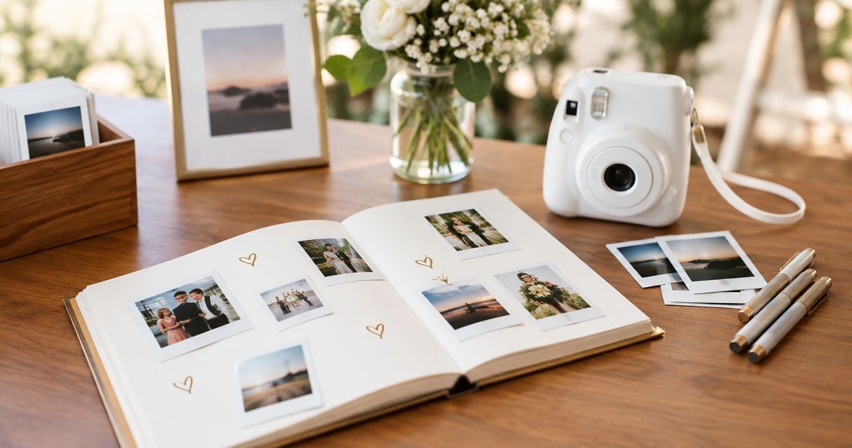 How to set up a polaroid-style photo guest book for weddings