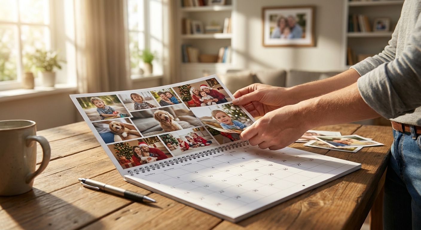 How to arrange family photos across a 12-month calendar