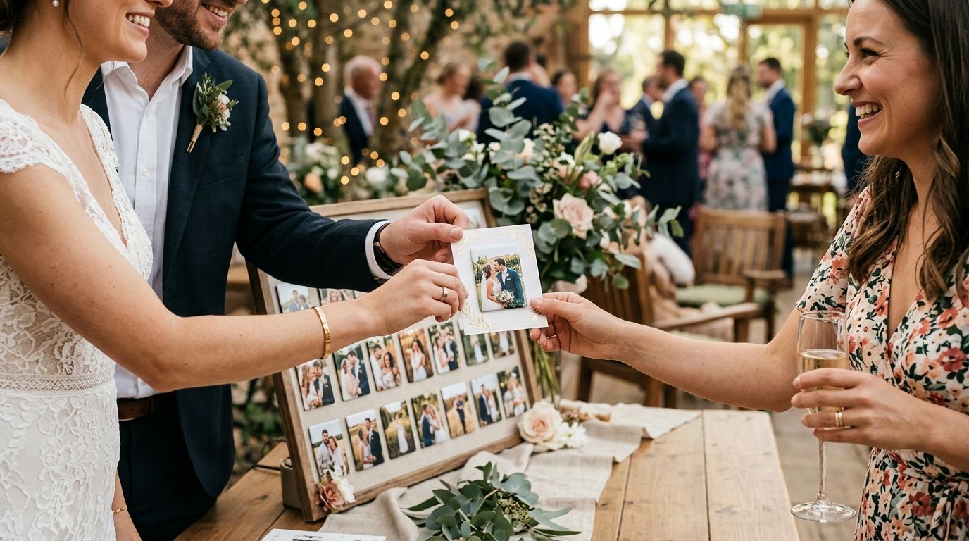 Personalised photo magnets for wedding favours