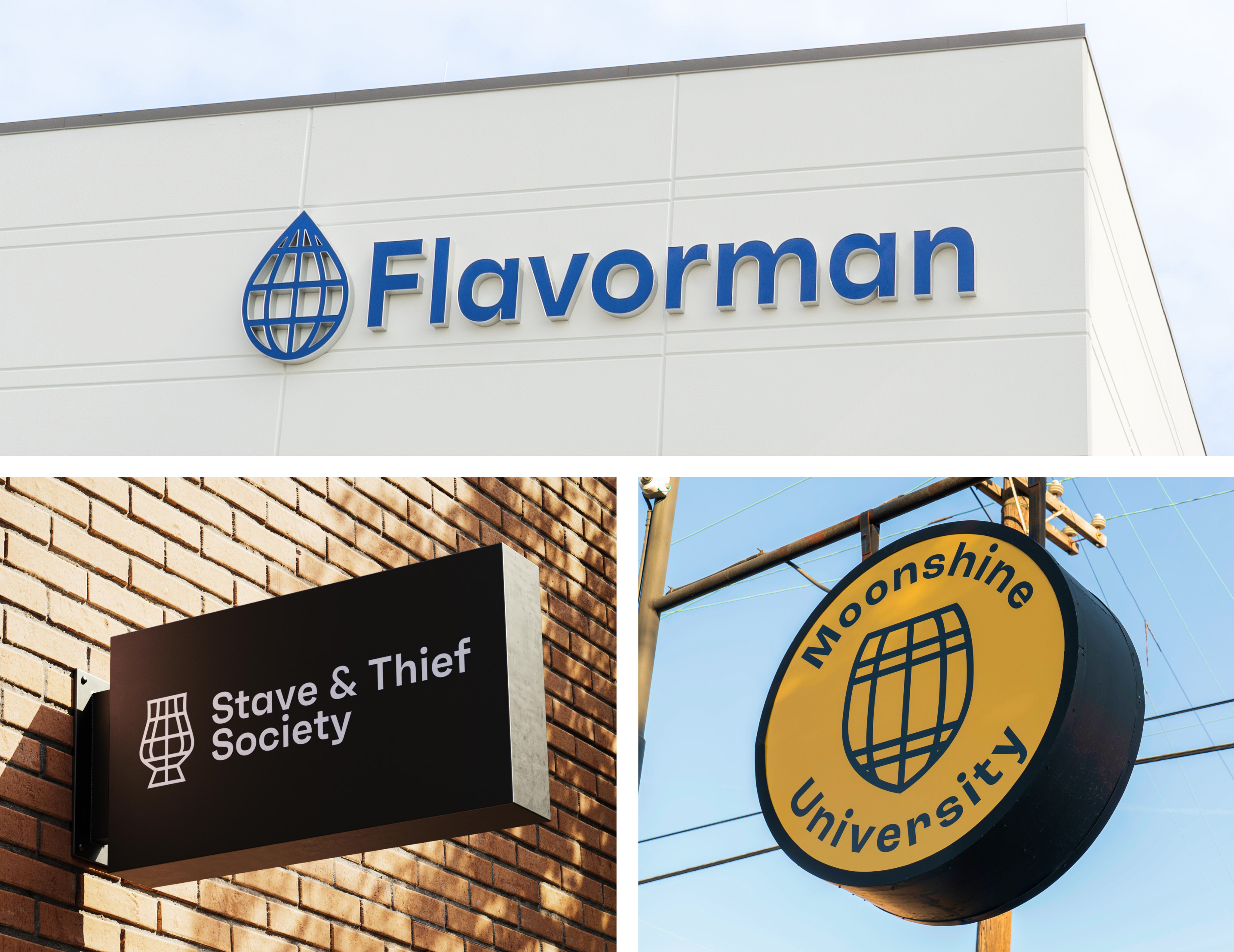Flavorman signage representing all 3 brand logos