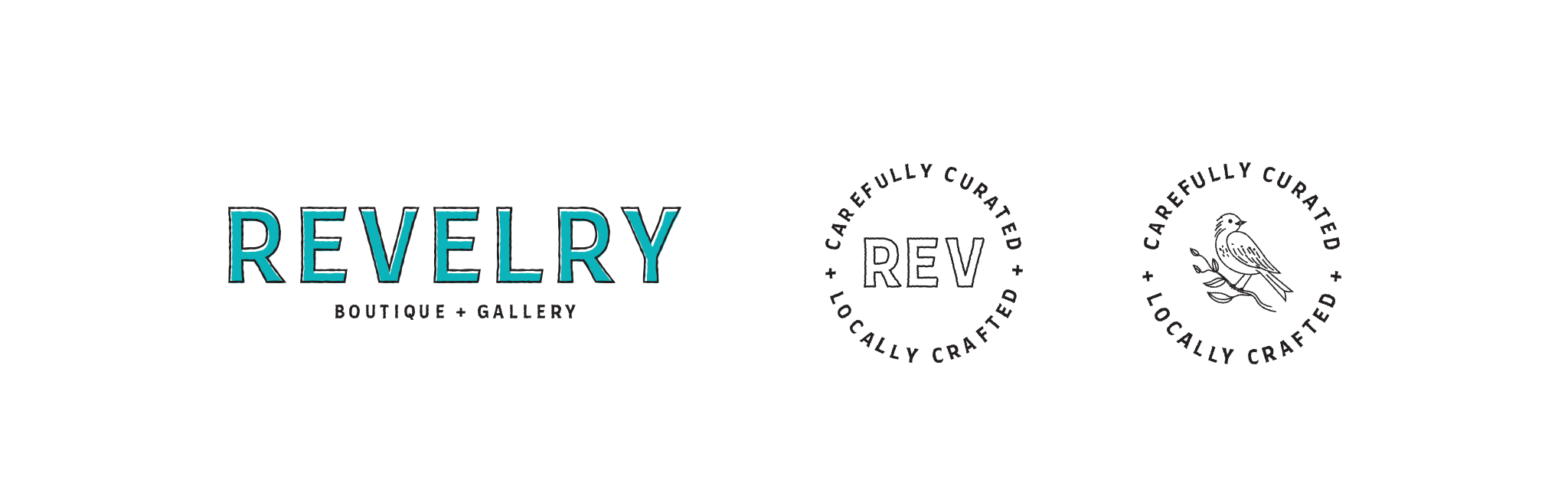 Revelry wordmark and logomarks.