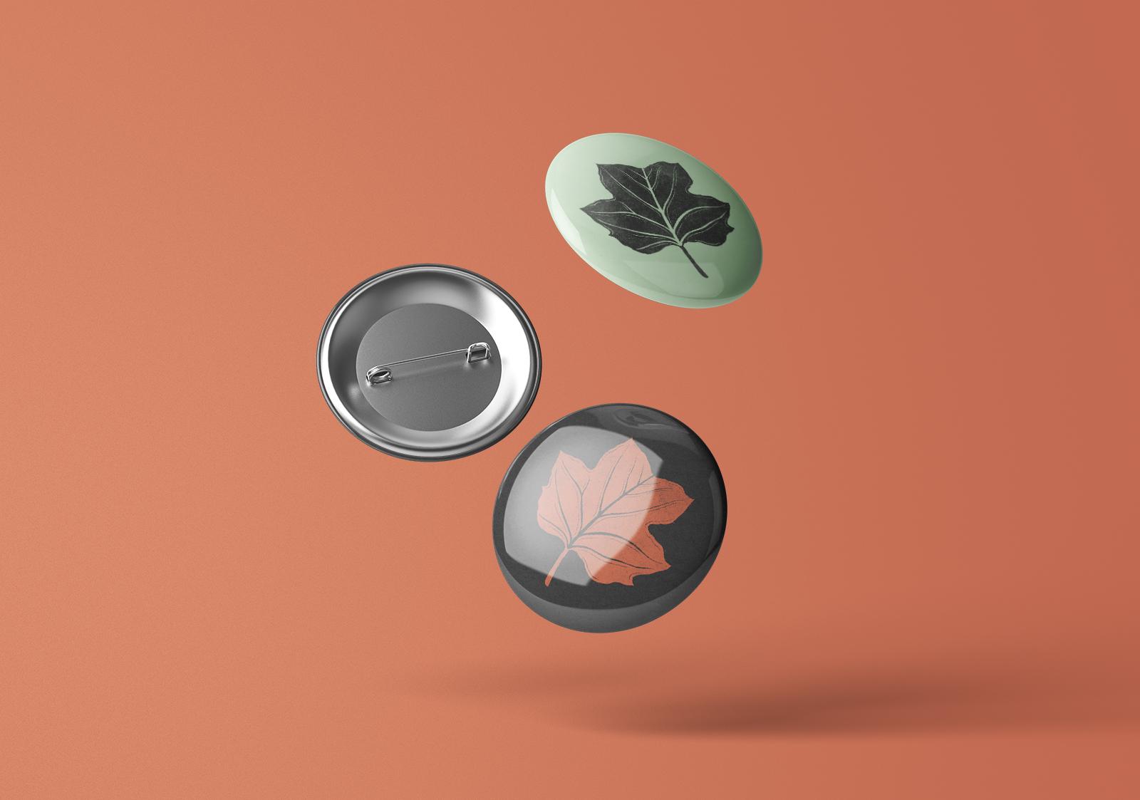 Poplar leaf design buttons for Louisville, KY musician Ben Sollee.