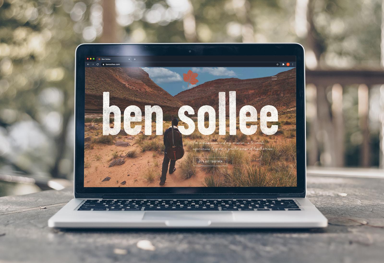 Artist Ben Sollee's website on a laptop.