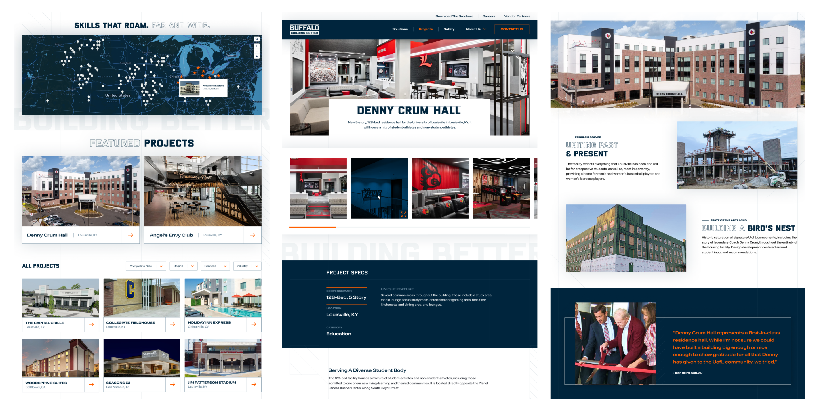 Buffalo Construction website page layouts