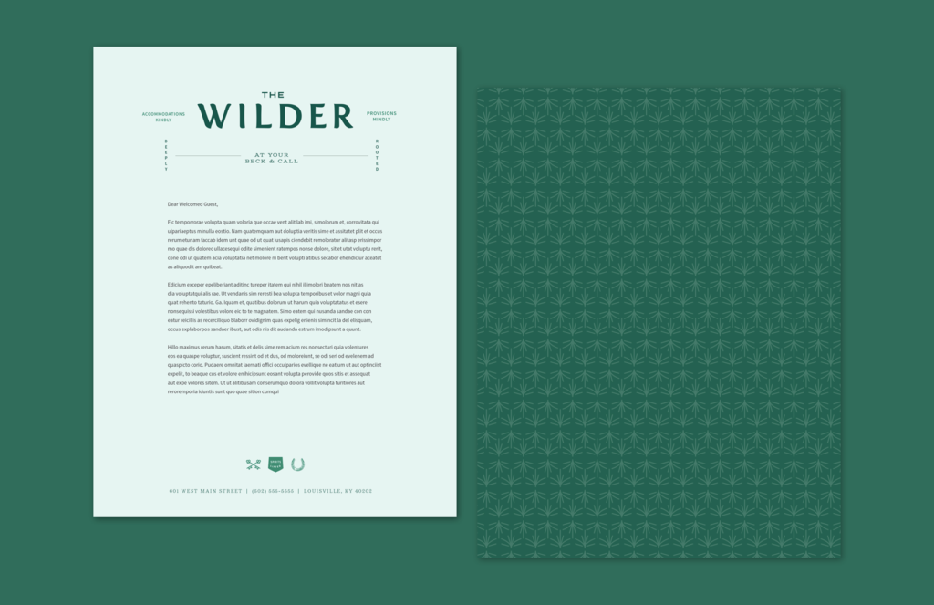 The Wilder Hotel letterhead design.