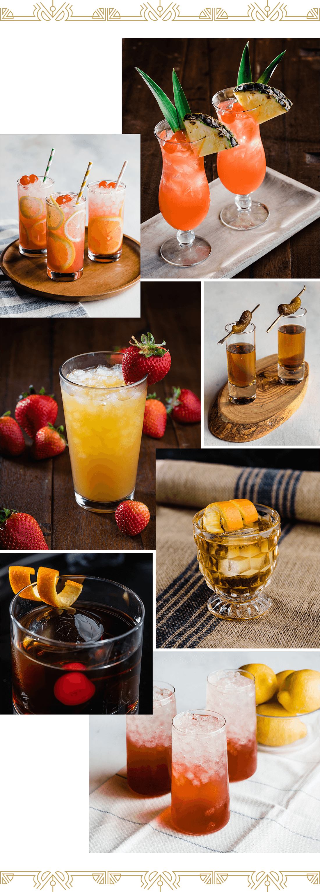 Fruity drink photo collage. 