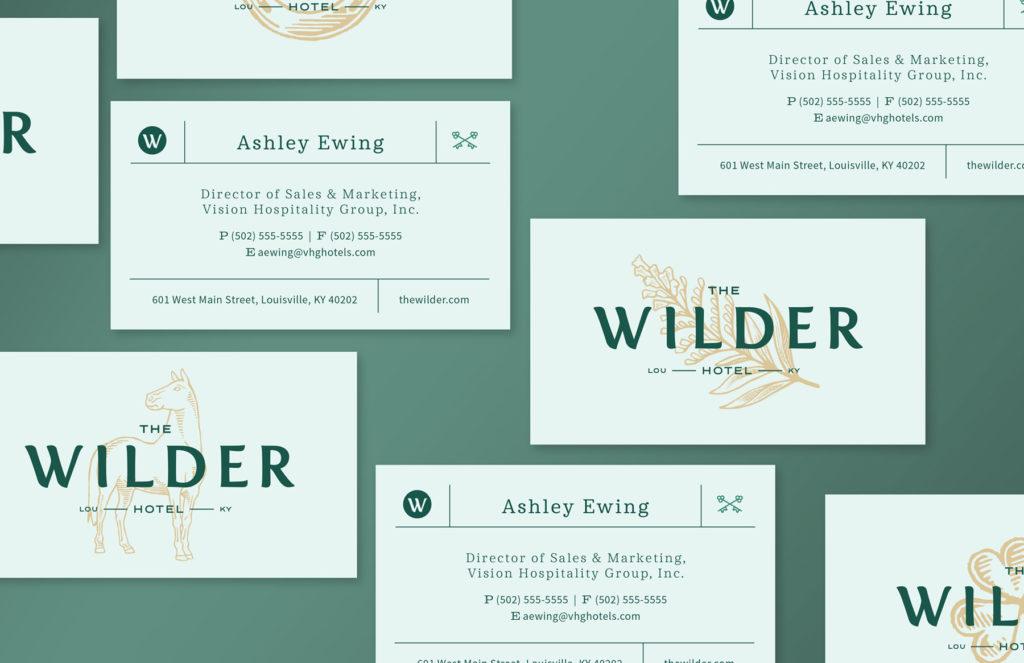 The Wilder Hotel business card design.