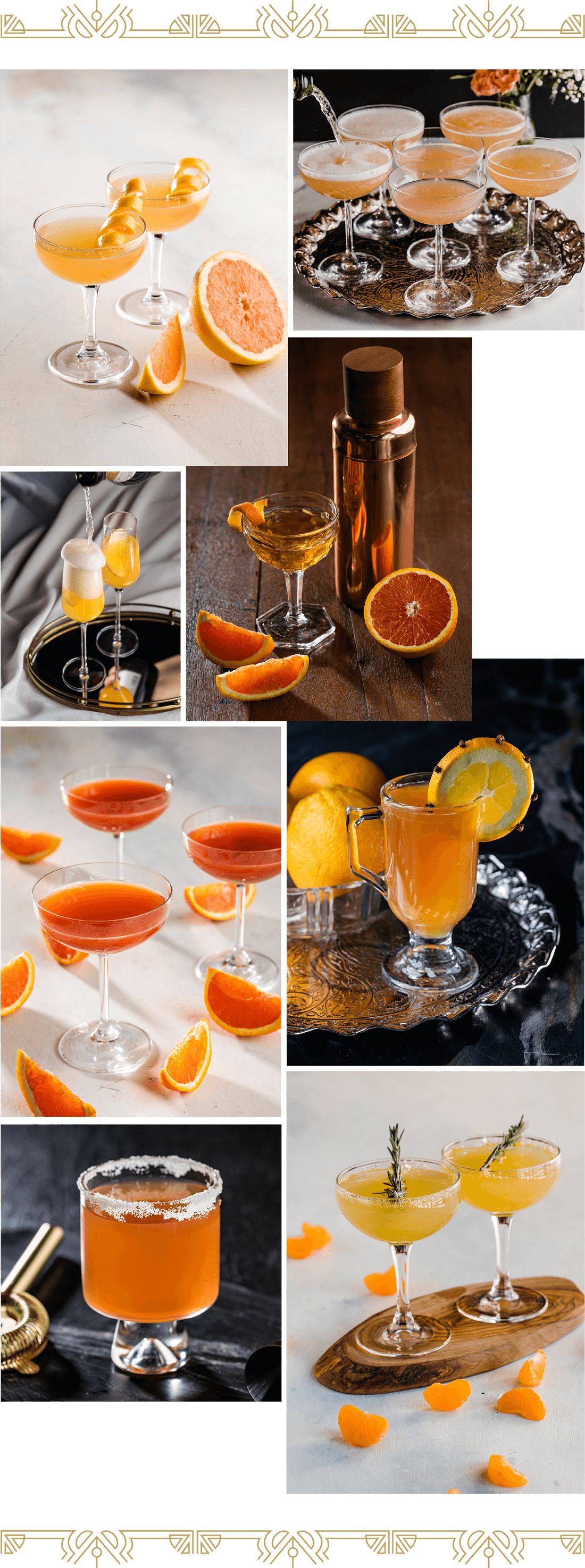 Mr. Boston citrus alcoholic drink collage.