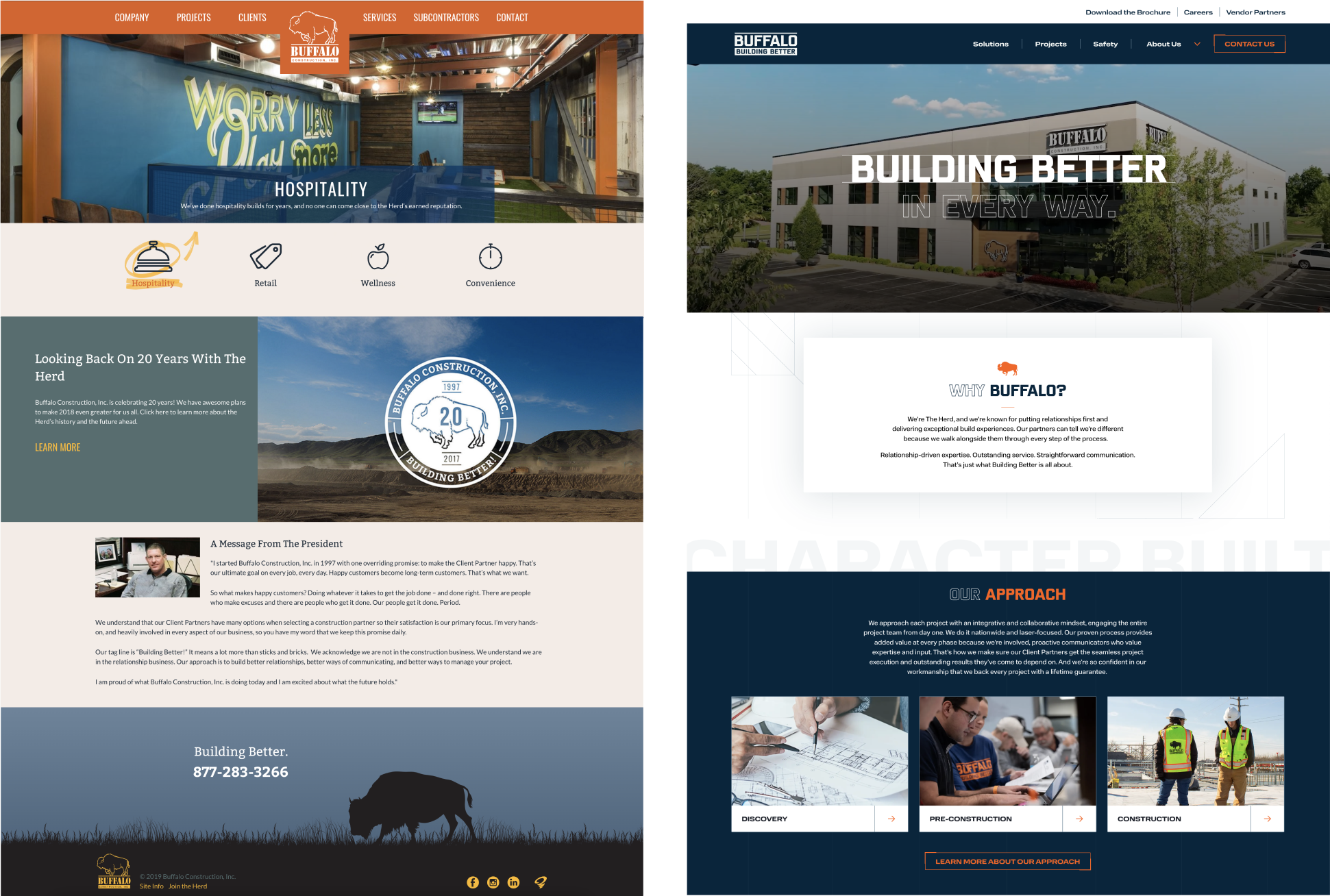 Buffalo Construction website, before and after