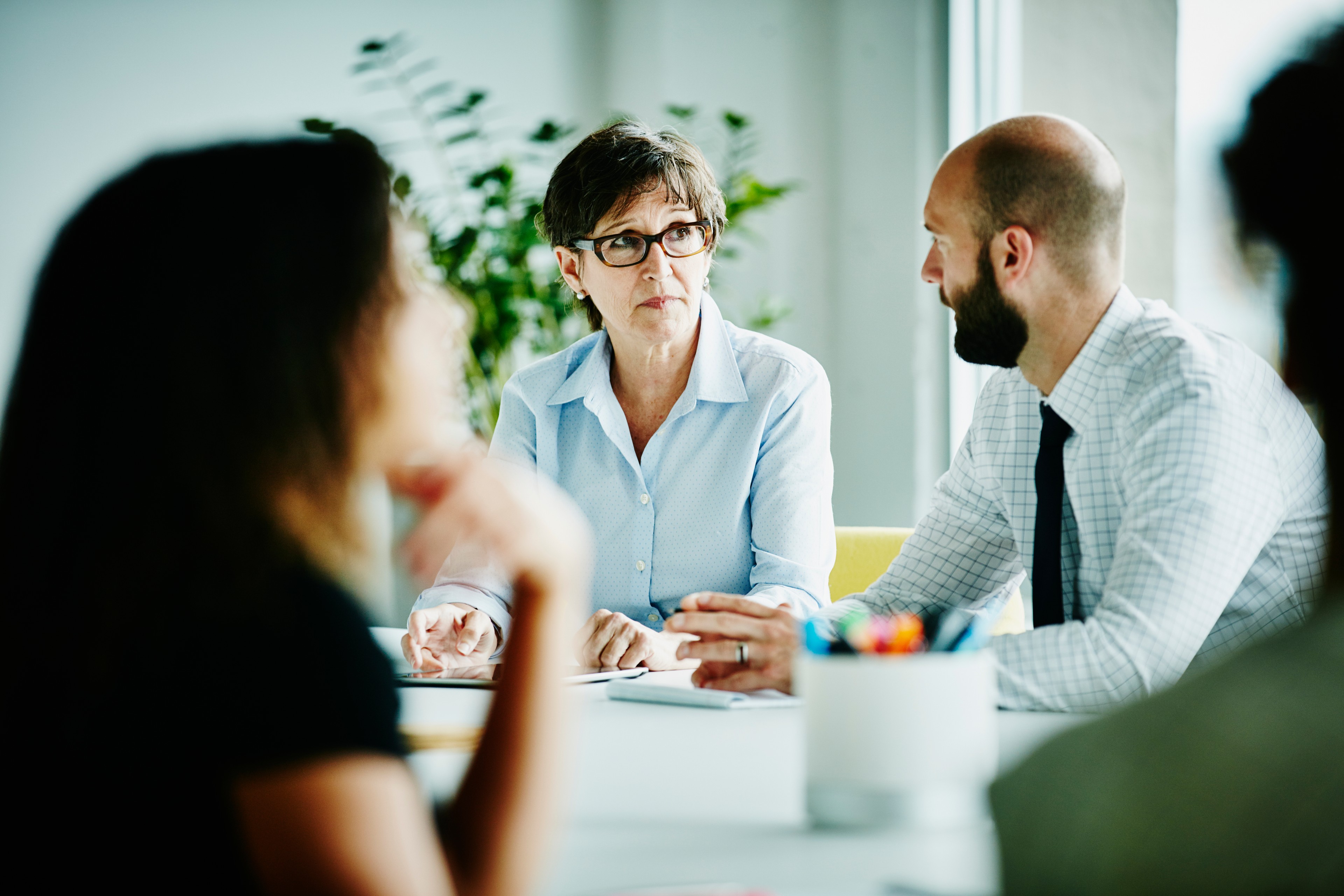 Business people having a serious conversation