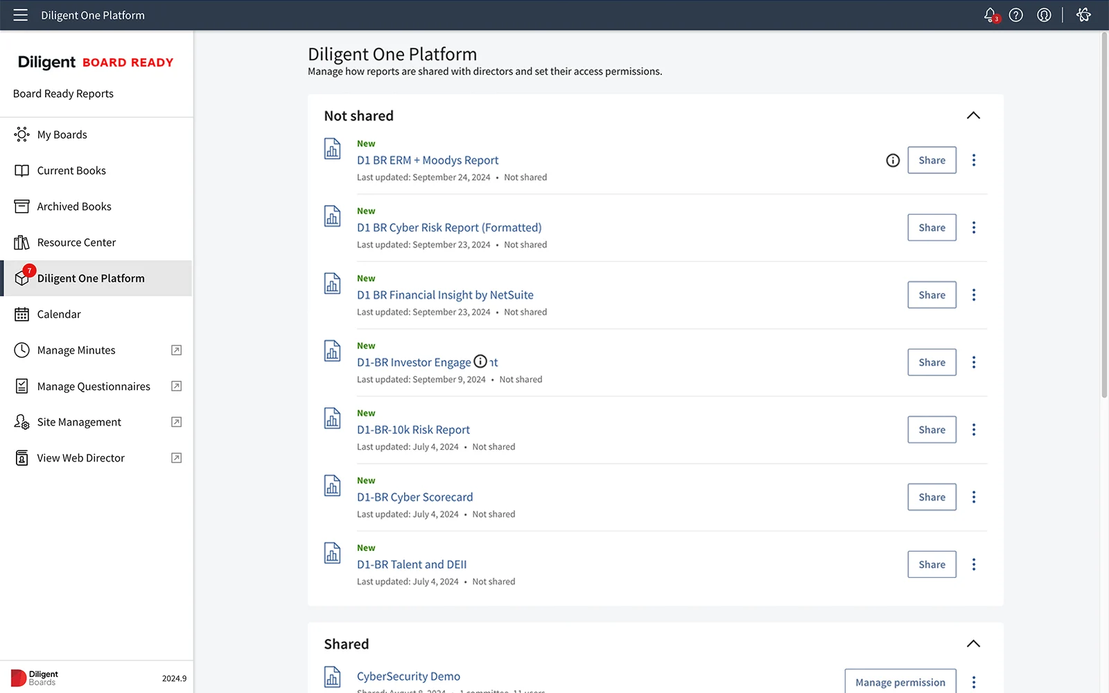 Reports on Diligent One Platform, which is helpful for compensation committee reporting