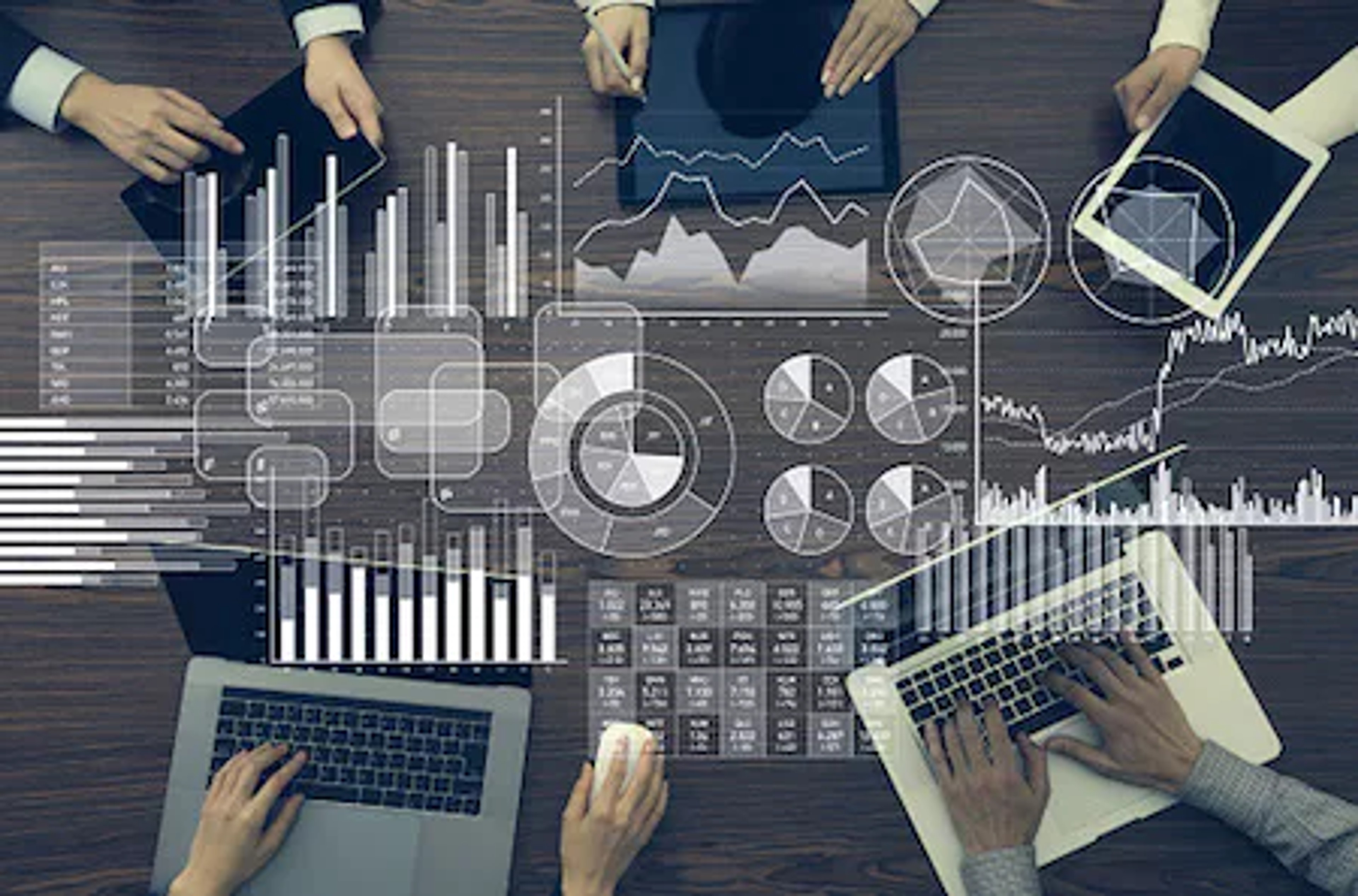Image of group tacking corporate governance using various data points and charts