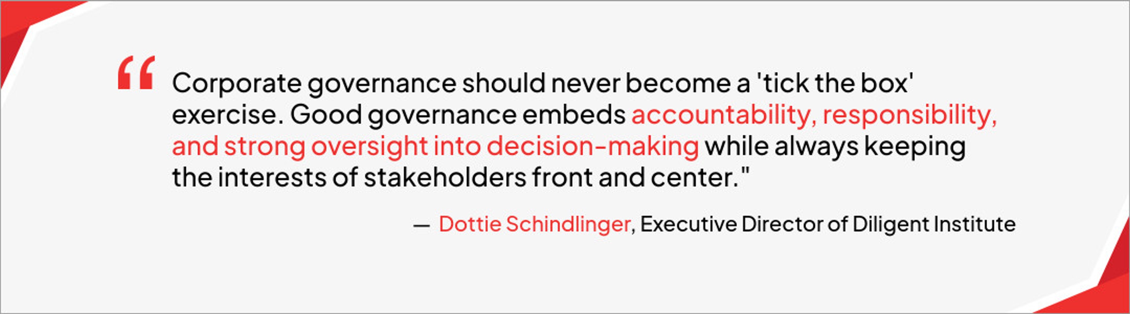 Dottie Schindlinger on on the importance of good governance