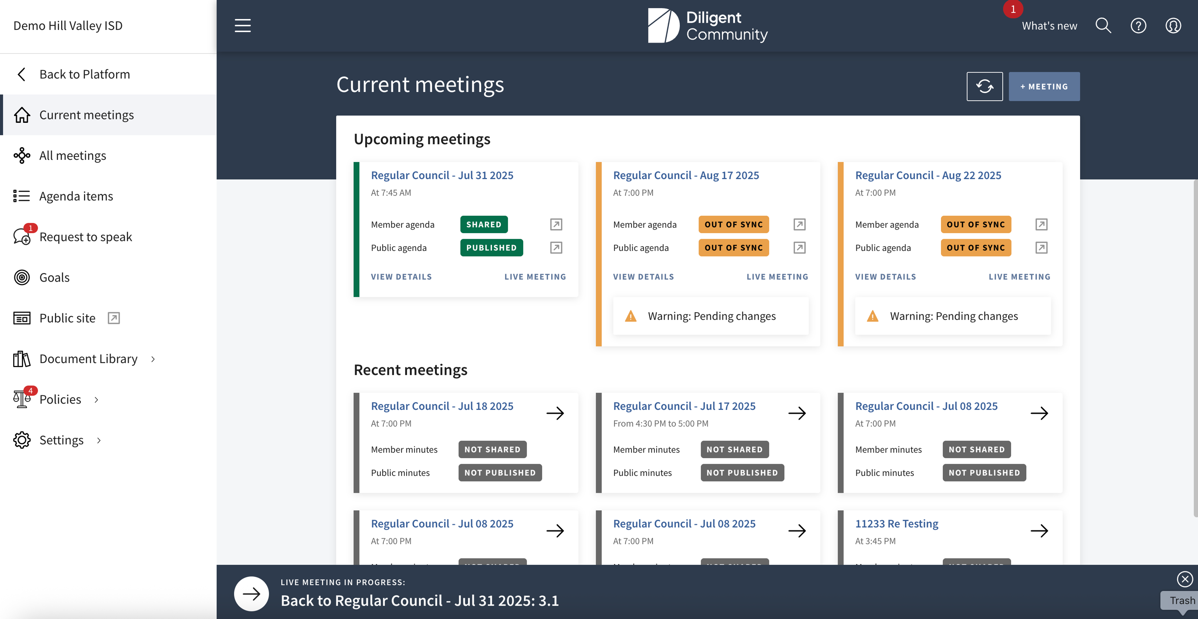 Diligent community governance software