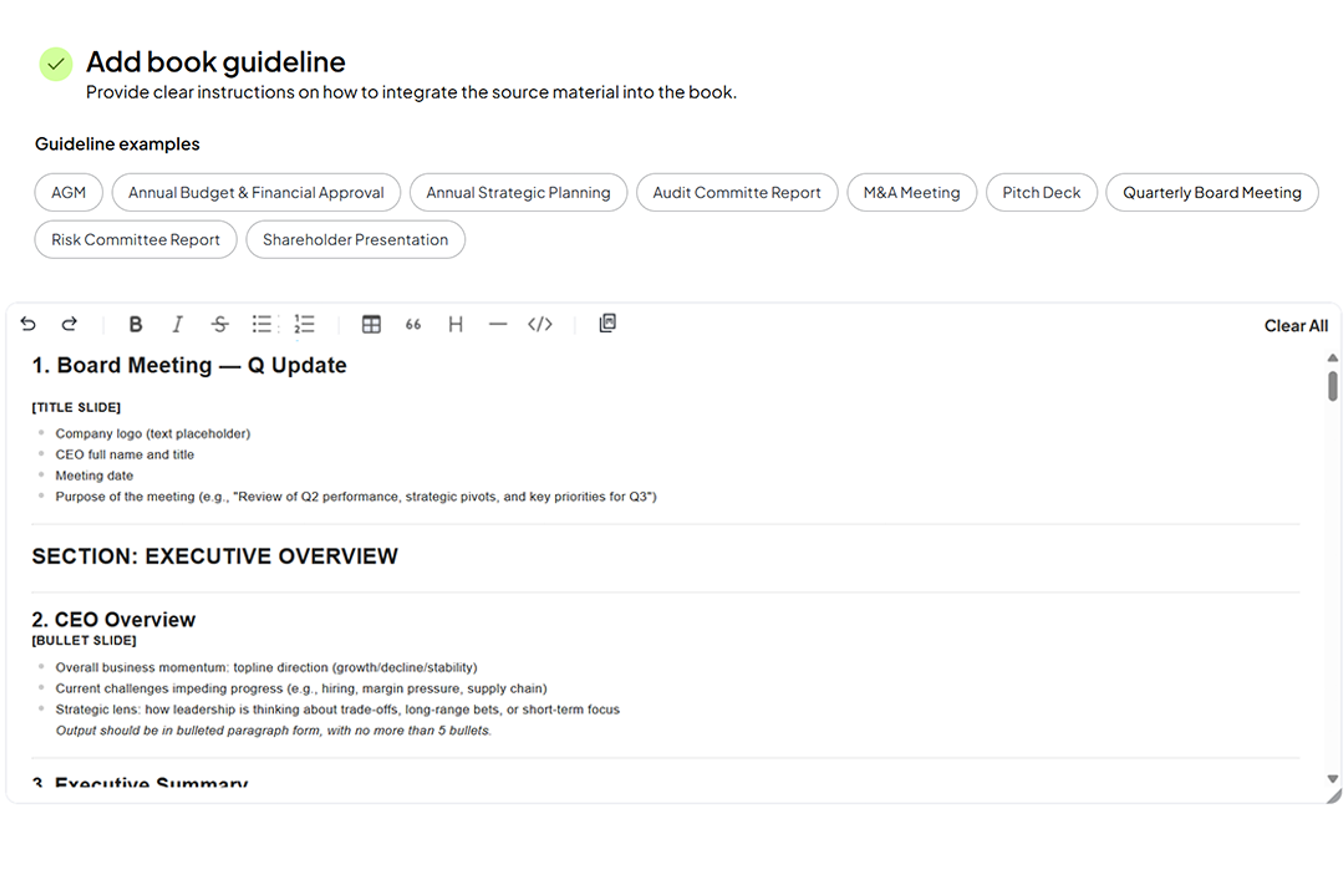 Diligent Boards rich text editor