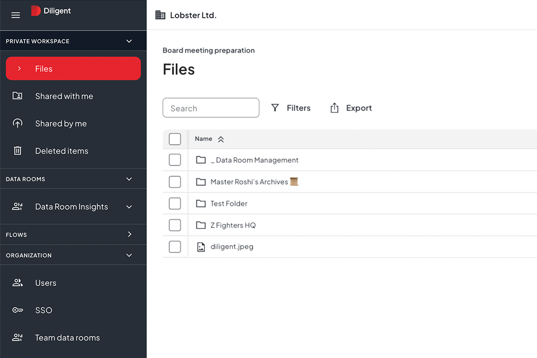 Diligent data room easy navigation