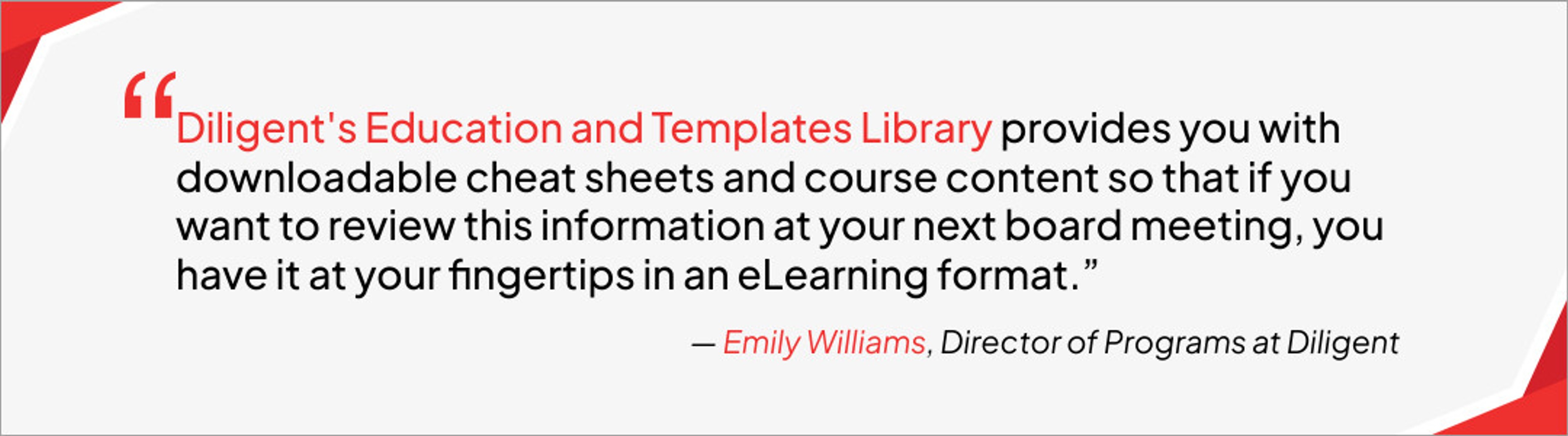 Board of directors training Emily Williams quote