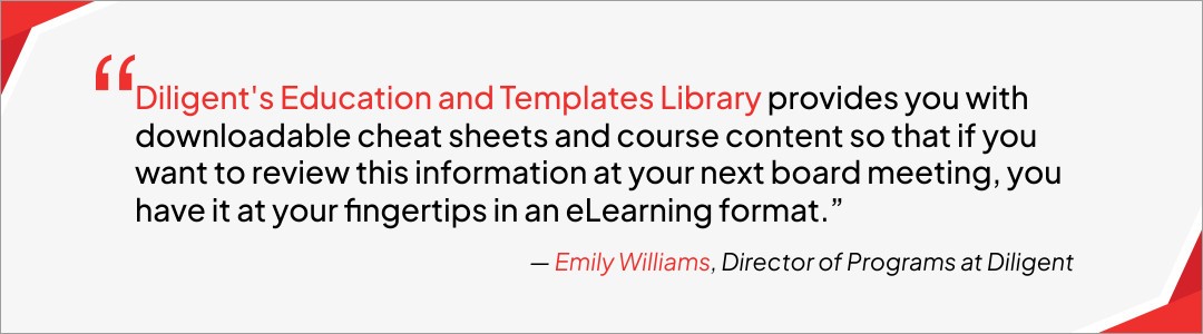 Board of directors training Emily Williams quote