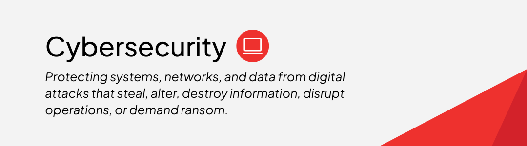 Cybersecurity definition: protecting systems, networks, and data from digital attacks that steal, alter, destroy information, disrupt operations, or demand ransom.