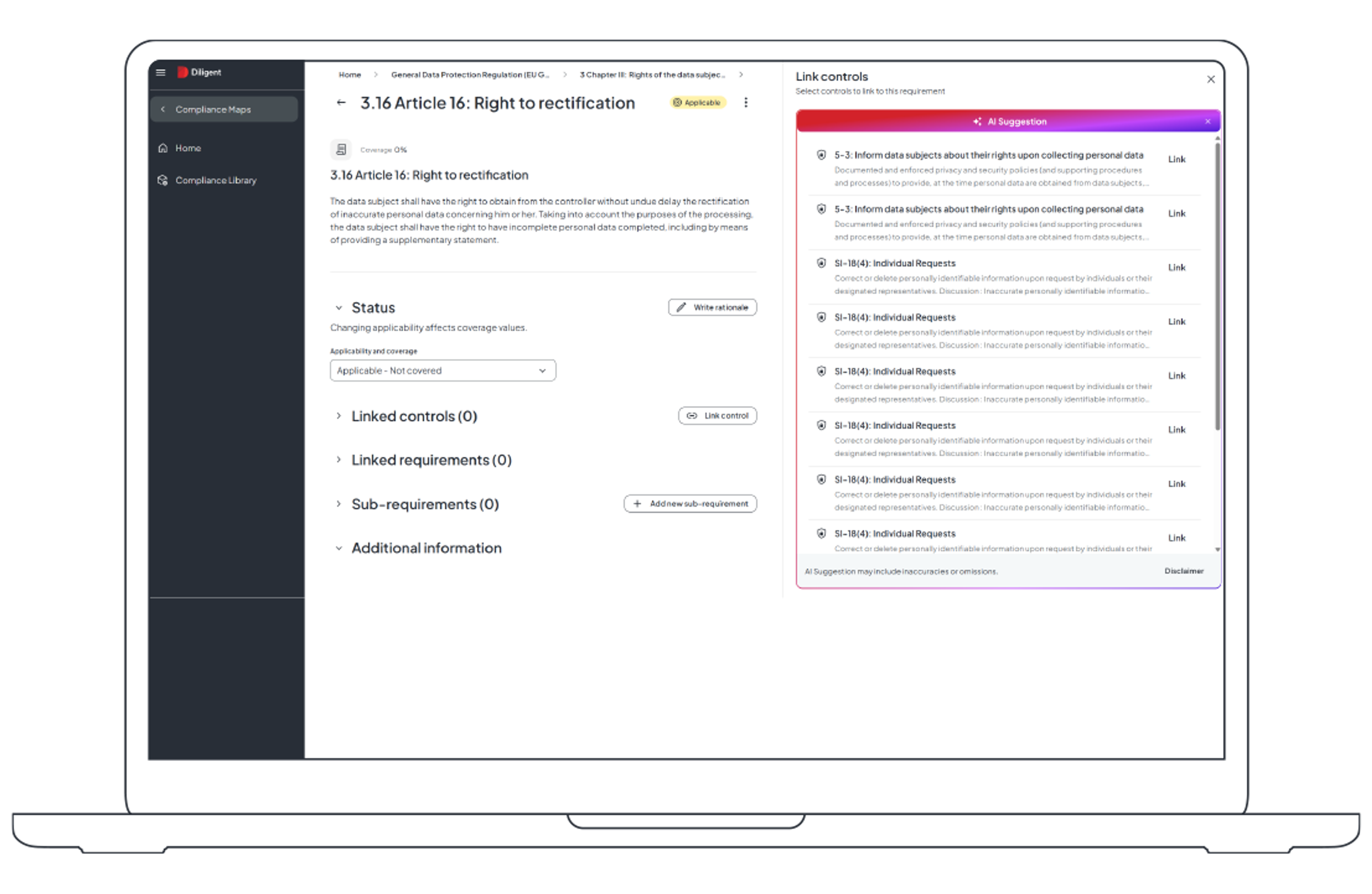Internal controls compliance dashboard with AI