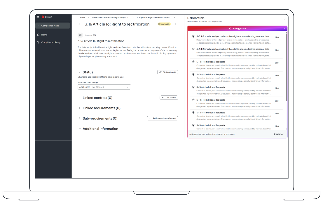 Internal controls compliance dashboard with AI