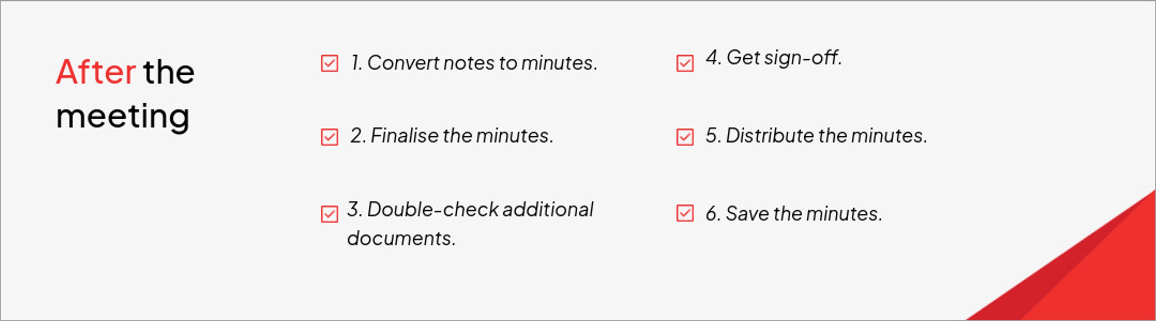 How to take minutes at a board meeting - after the meeting
