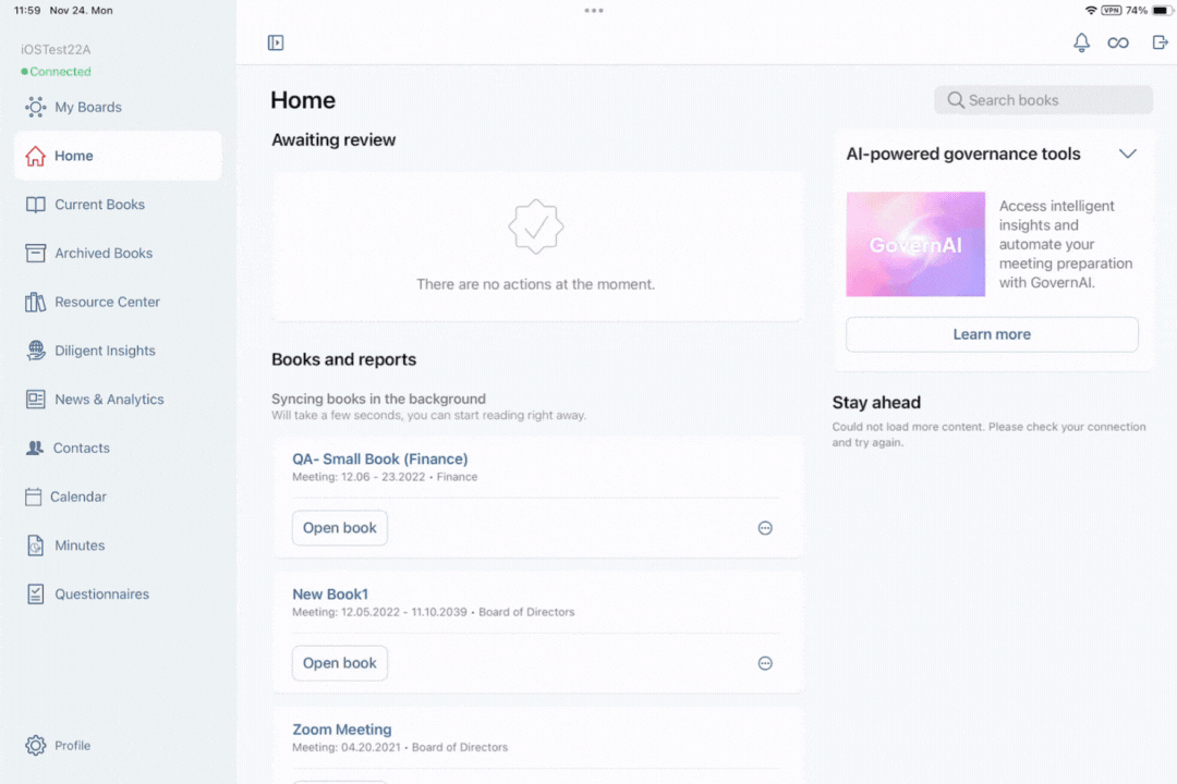 Diligent GovernAI Trial iOS